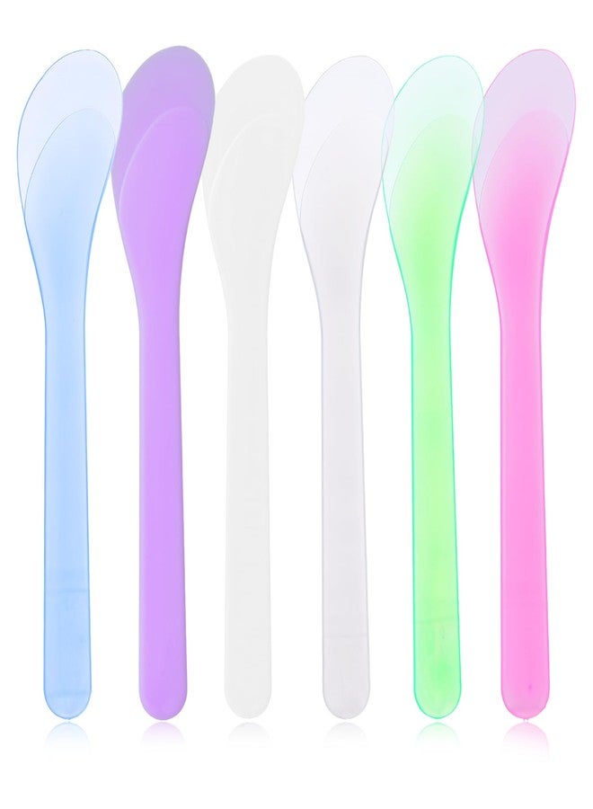 Alrhso 6Pcs Makeup Scoops Spatulas, Plastic Beauty Spoon Reusable Cosmetic Mask Mixing Spoon Cream Brush Makeup Tools for Lotions Cream and Sampling Tool (6 colors) - Image 1